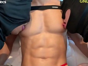Amazing fit six pack and big pecs asian guy nipple played and sucked gay porn chinese god