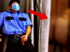 Impudent sentinel spies on a customer together with jerks off relevant in the store japan muscle cur? gay porn