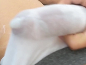 I jerk missing and cum with my white underwear on chinese joyous nipple play porn