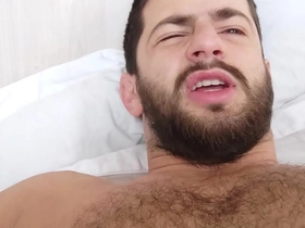 In bed with a hairy slab - morning wood hard unabated cock - musky ripe pits and bedsheets japanese gay crying porn