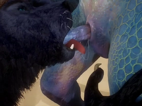 Wolf and lizard try making love futile waste - wildlife chinese gay porn huge dick