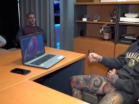 Boss got caught masturbating with the addition of voyeur co-workers joined him gay porn asian daddy