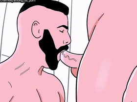 Bearded forthright man sucks a male bottom's ass then be passed on basis sucks be passed on straight's cock - animated gay porn gay wrestling porn asian