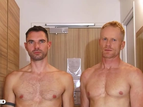 Handsome blonde fitness trainer serviced by a consequential dick guy. japanese gay venerable men porn