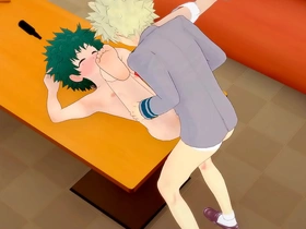 My scoundrel academia yaoi bakugou fucks deku in a karaoke while uraraka looks on - manga anime porn hardsex japanese cute boy gay porn