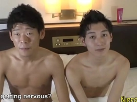 Japanese twinks cumming after anal asian gay bondage porn