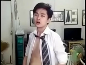 Cute Chinese Twink Strips Down and Cums gay porn chinese and white twink