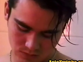 Asian handsome amateur twink jerks cock in the bathroom asian gay porn tv