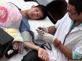 Examined Asia twink shoots cum while barebacked by medic asian bear porn gay