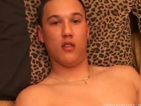 Twink Arik Strips Naked and Strokes Abroad His Cum japan gay porn movies